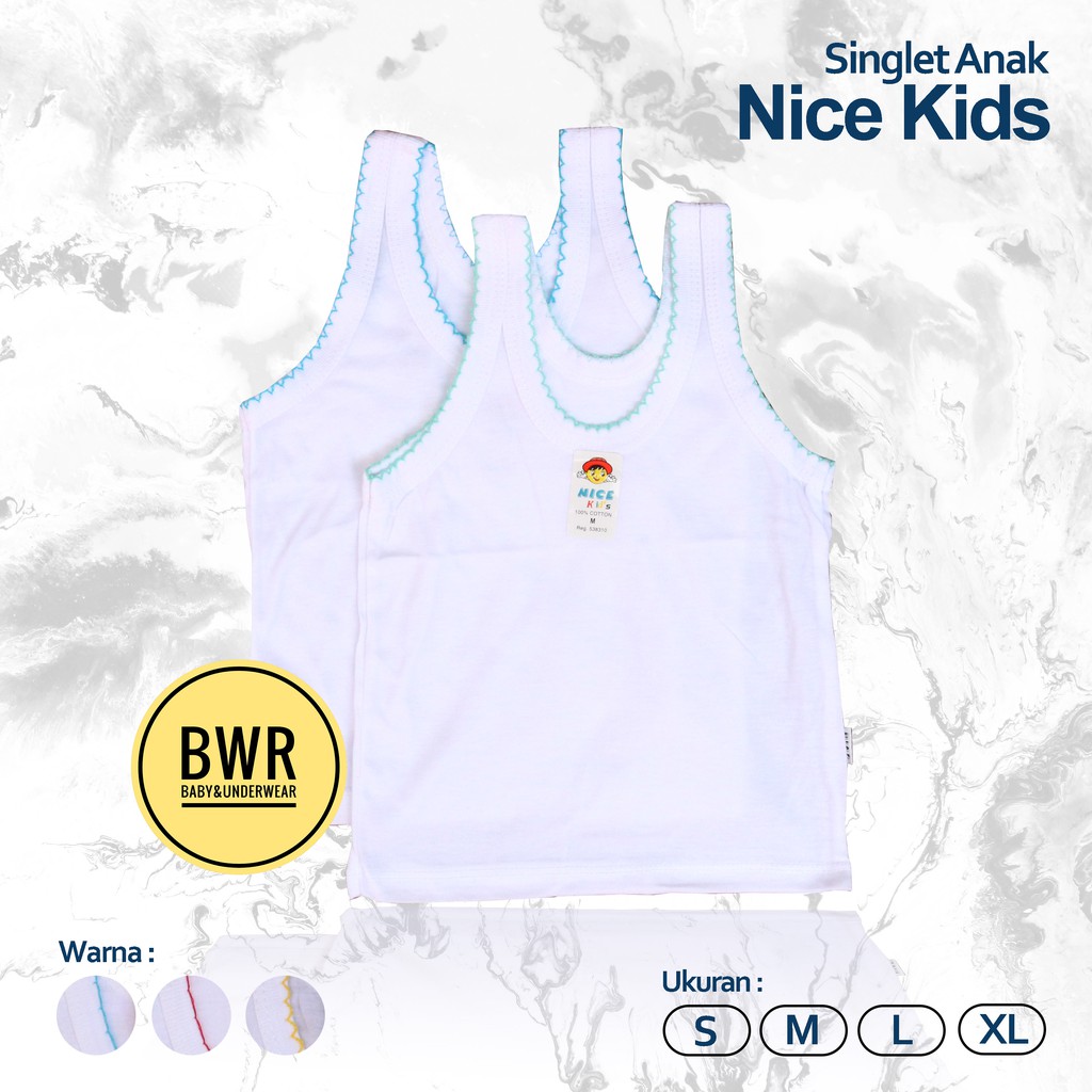 Singlet NICE KIDS Putih | Kaos Dalam Singlet Anak &amp; Bayi Lembut - Bwr