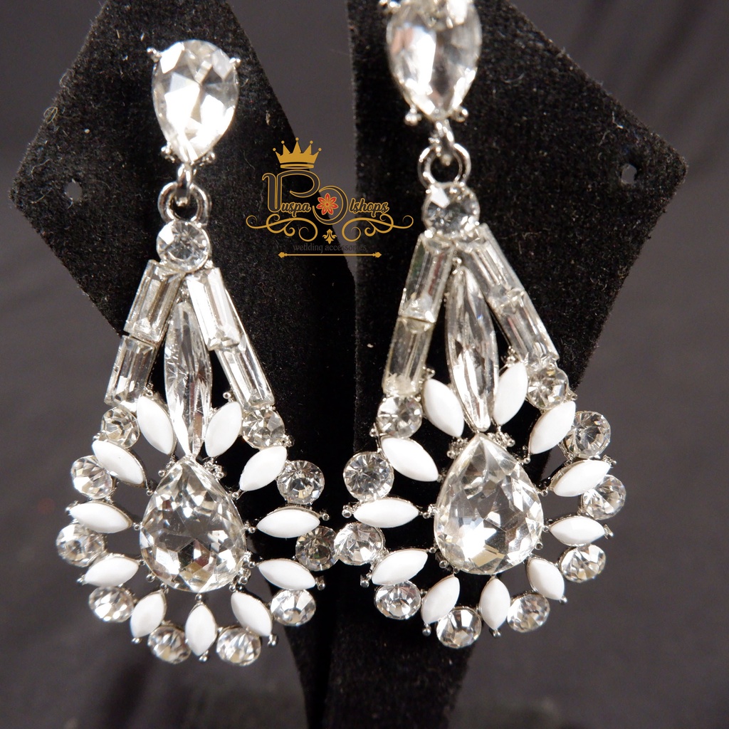 Anting  kristal dropstone anting pengantin