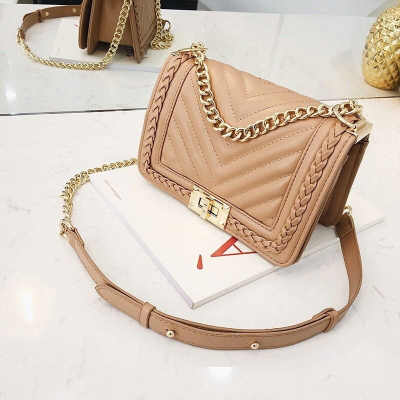 BJ215852 - BEIGE/BLACK/KHAKI/SILVER - TAS SLEMPANG TALI RANTAI WANITA FASHION IMPORT MODIS ELEGAN TERMURAH TERLARIS TERBARU BAGSTORE JAKARTA TAS BATAM JT15852