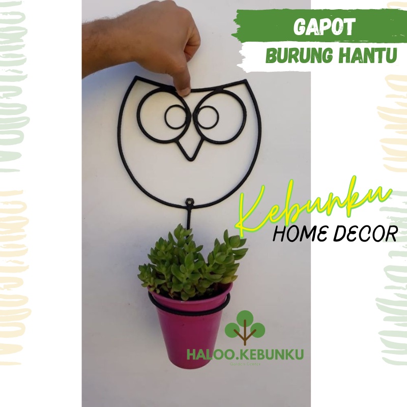 KEBUNKU Gantungan Pot Bunga Besi Unik model gantung dinding pajangan dekorasi OWL