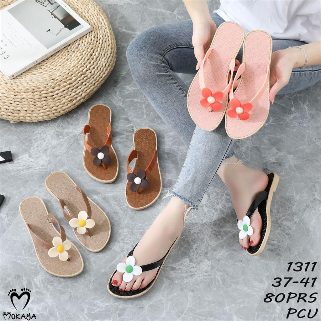 Sandal Jepit Jelly Wanita Bunga Kamboja Cantik Pretty Elegant Import Mokaya / Size 37-41 (1311)