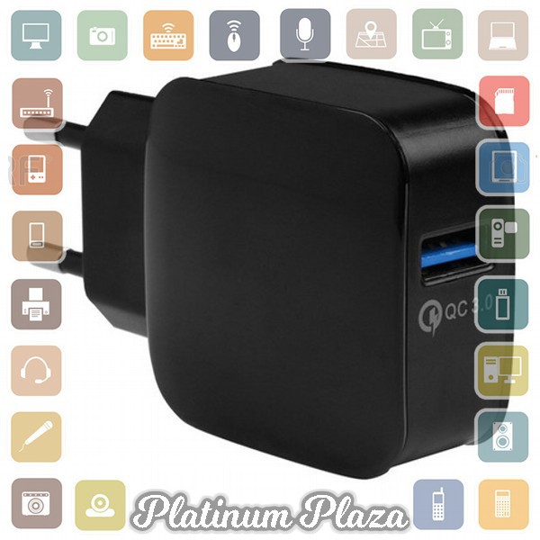 Wall Charger USB 1 Port QuickCharge 3.0 - Black`E09ED4-