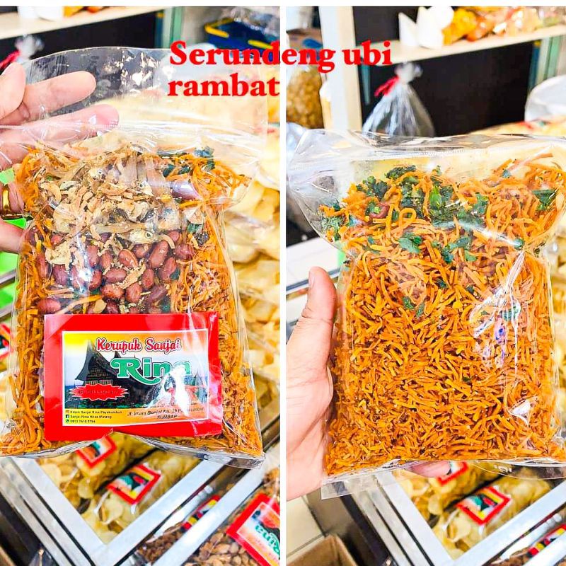 

serundeng kripik srundeng keripik ubi rambat (campur kacang dan teri) 250 gram khasi Minang sumbar