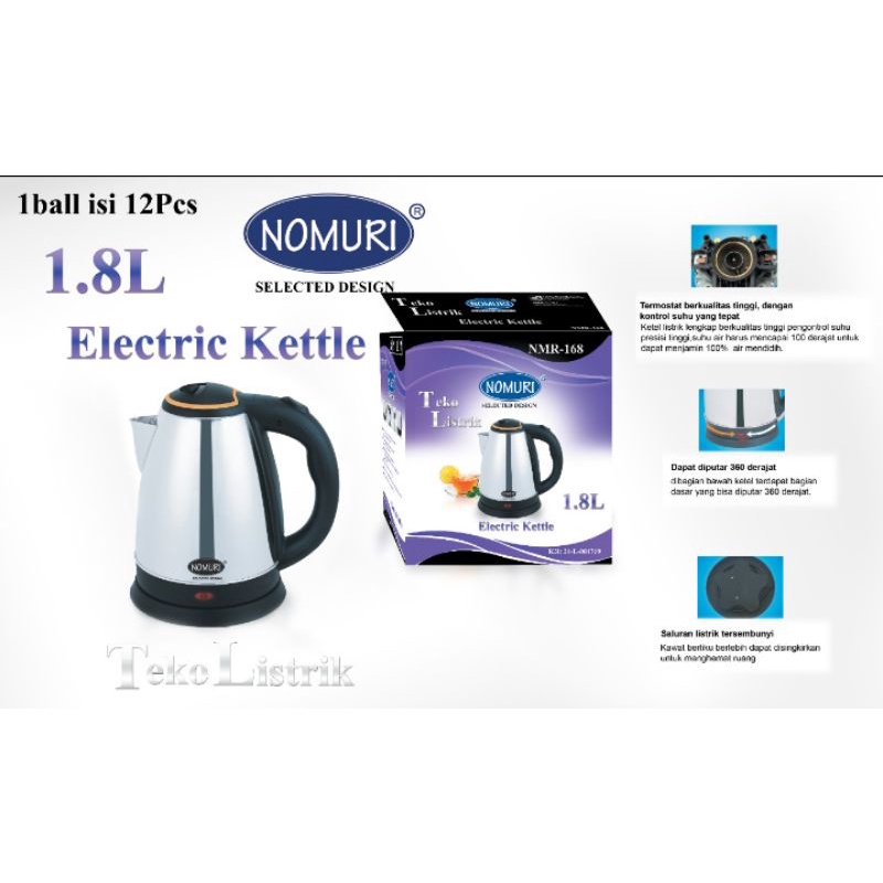 Kettle Listrik / Teko Listrik Stainless Nomuri 1,8L