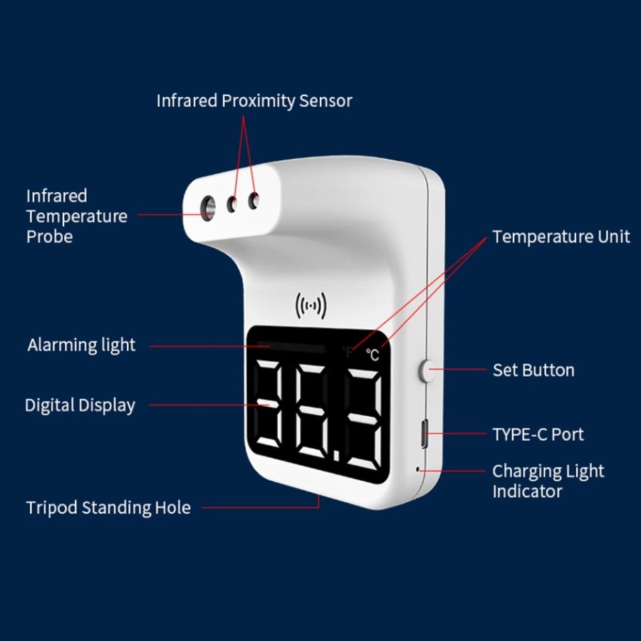 Termometer Dinding Infrared Counter Pengukur Suhu Badan Tempel K3 MINI