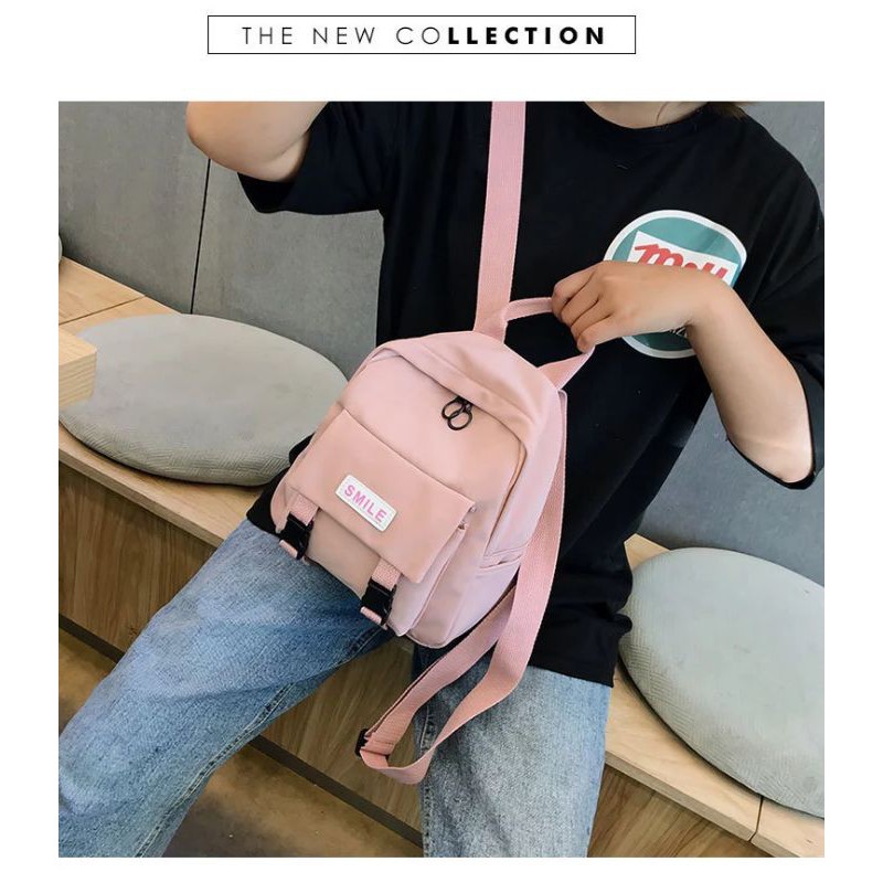 TAS AMELIA RANSEL PUNGGUNG SMILE - Tas Sekolah Backpack Korea Fashion-1