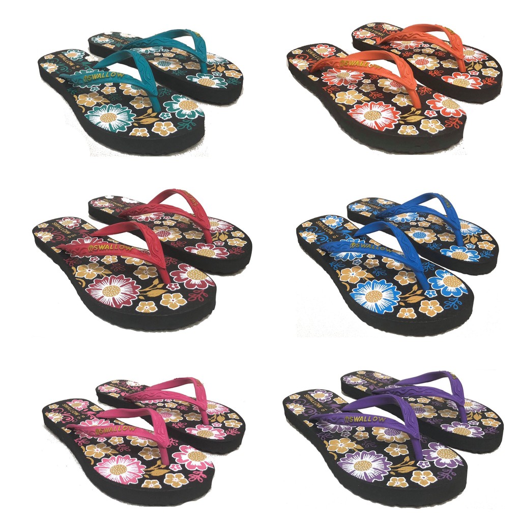 89stories - GROSIR SANDAL ISI 6 Sendal Jepit Swallow Nice Floral (Per 6 Pcs)