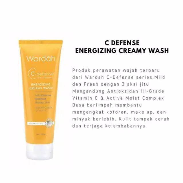 Wardah C-Defense Energizing Creamy Wash Facial Wash 60ml / 100ml