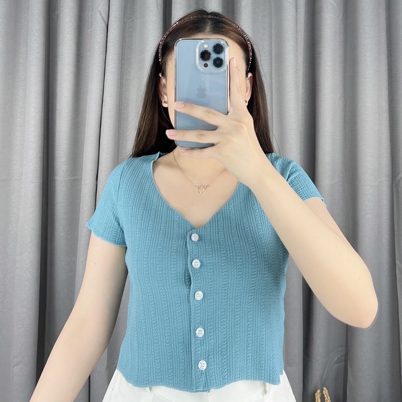 Lucy button crop top 033  | Croptop button | Atasan wanita import