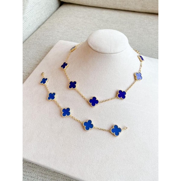 Clover VCA Bracelet/Necklace Blue Agathe Premium