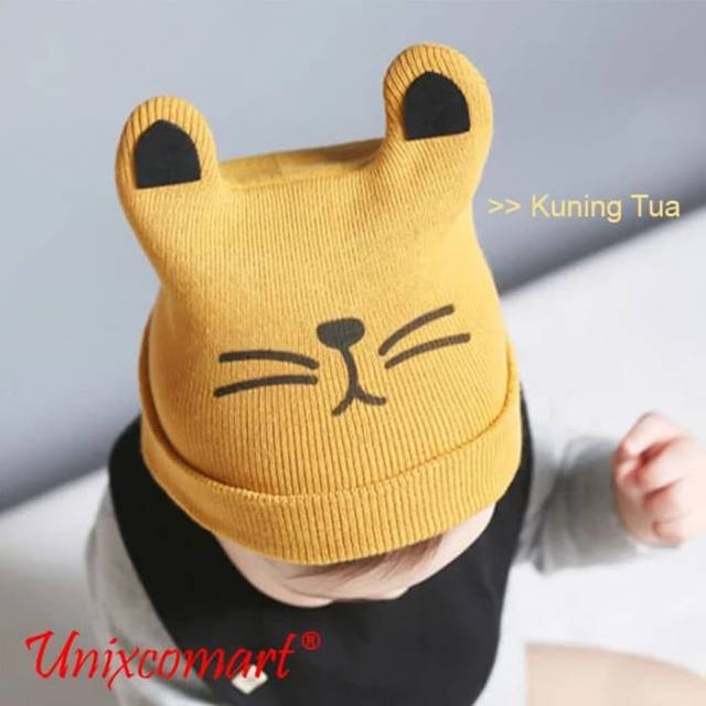 Cat Hat Topi Kupluk Lucu Anak Bayi Bahan Rajut