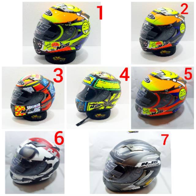 Helm Full face teropong NJS doble visor bonus kaca flat hitam smile rossi maniac skull bandit