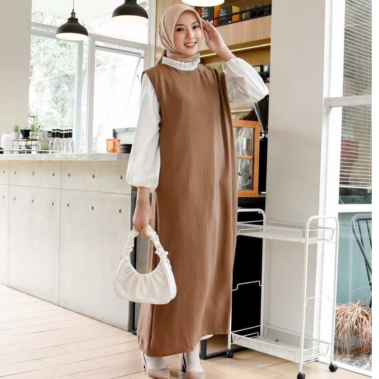 Gaudi inner dress | gamis wanita | dress hits wanita | gamis lengan kutung