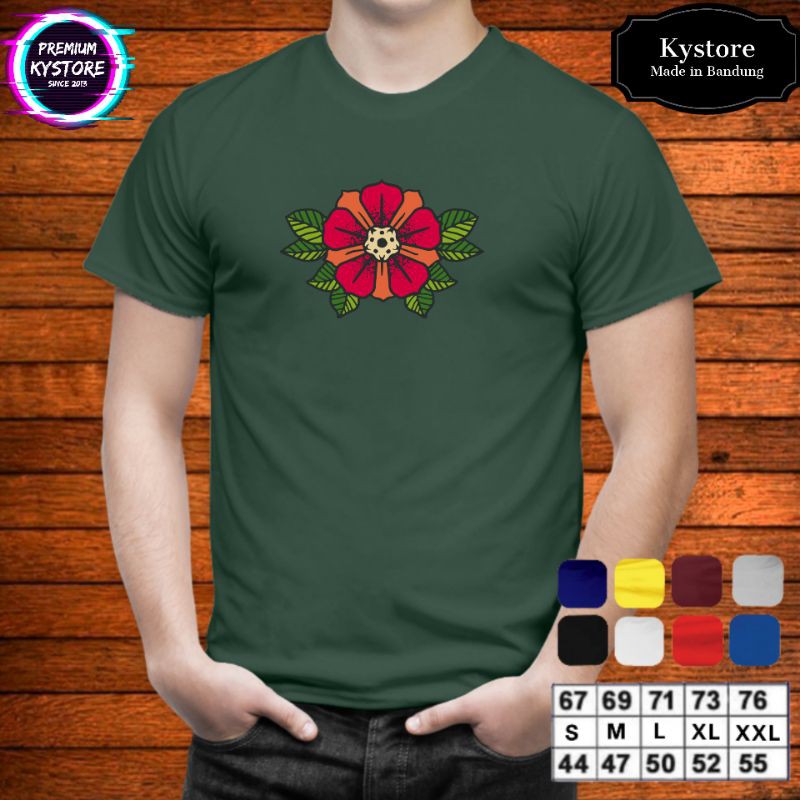 Kaos dewasa motif Flower, Bahan Cotton Combad 30s - S,M,L,XL,XXL