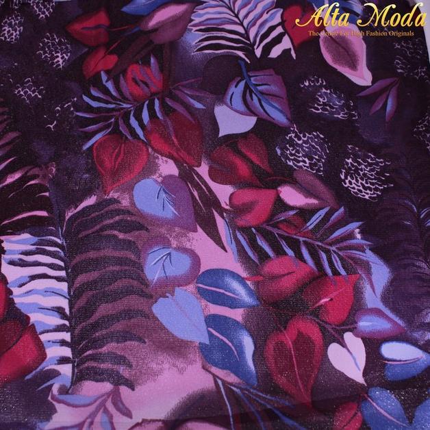 Tulle Stretch Ungu Motif Daun Mix Oleina (Alta Moda)