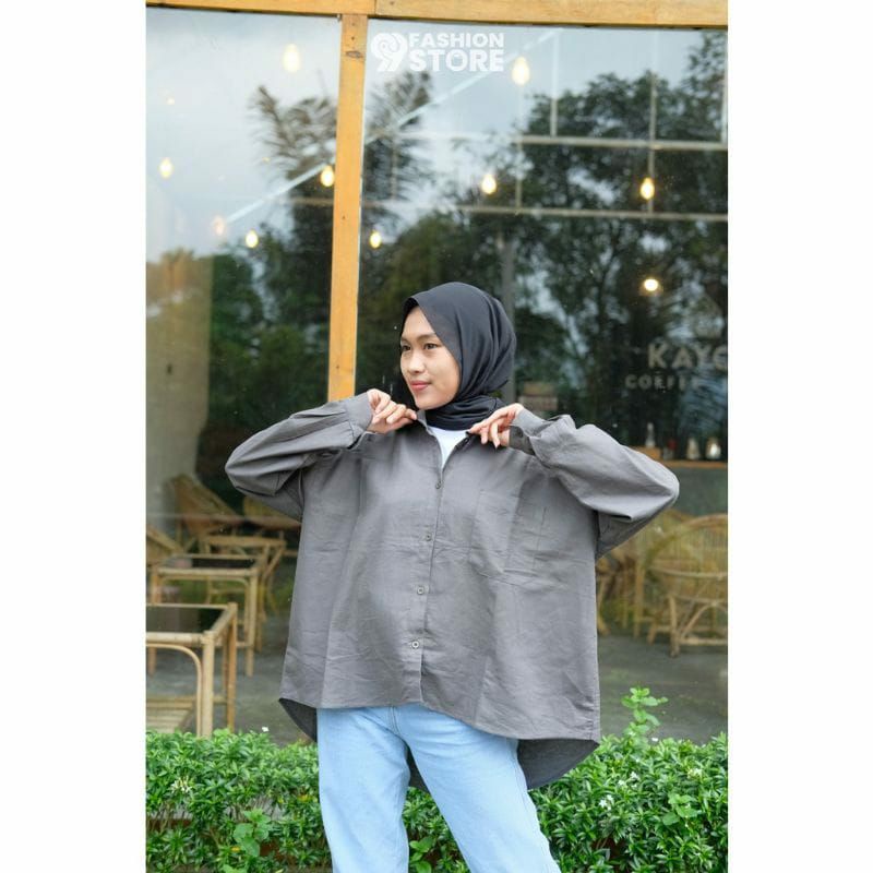 kemeja linen oversize