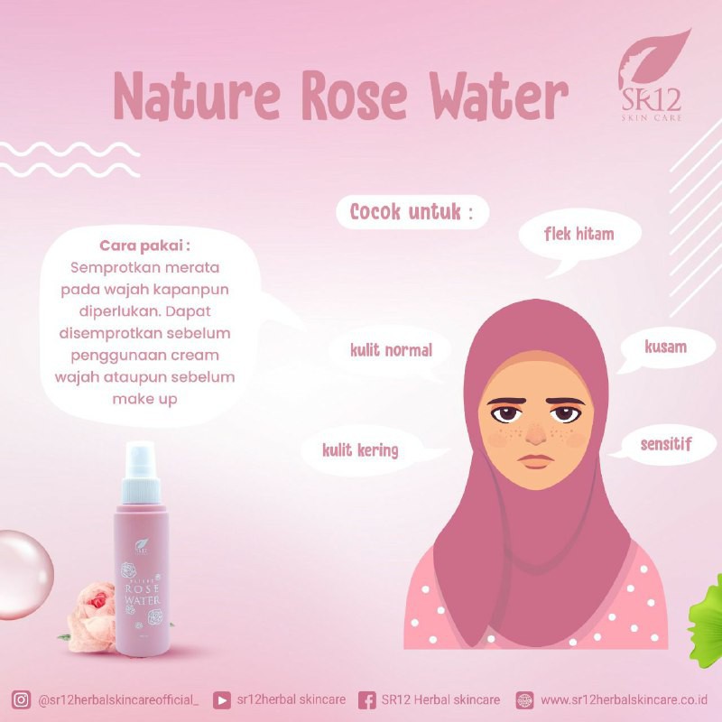 NATURE ROSE WATER - NATURE SECRET WATER - MICELLAR WATER SR12 MAKEUP TAHAN LAMA PEMBERSIH