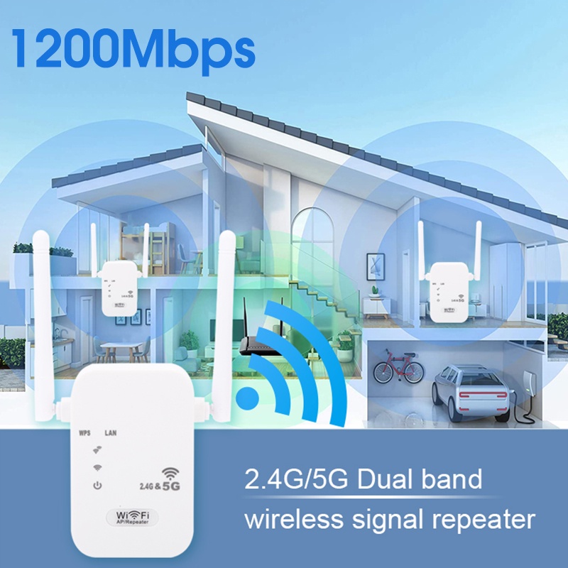 Wireless WiFi Repeater Router Jangkauan sinyal Extender 5G 1200Mbps dual band wifi Amplifier