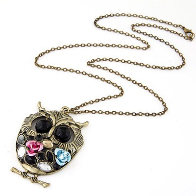 LRC Kalung Wholesale Multicolor Flower Decorated Owl Shape A39272x