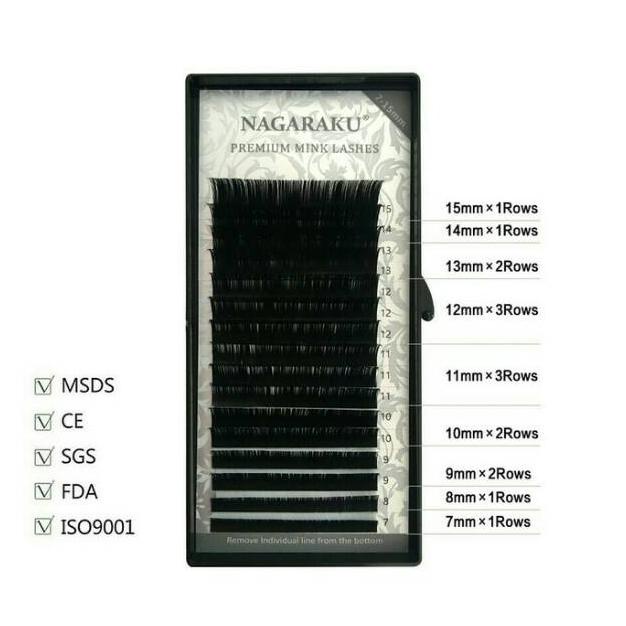 Nagaraku Mix Mink Eyelash Extension Premium Eyelash Extention Campur Ukuran Nagaraku Premium