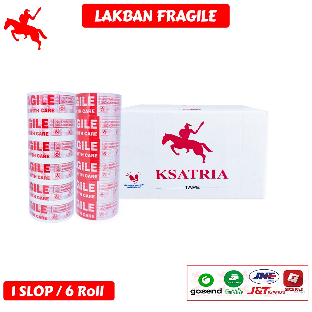 

Lakban OPP Tape / Lakban Fragile KSATRIA Tape 45mm x 80 Yard (1 Slop)