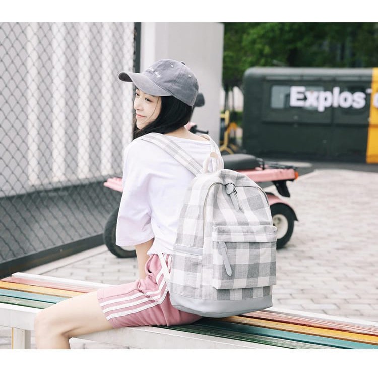 Tas Ransel Sekolah Anak Perempuan Laki2 Murah TK,SD,SMP,SMK Model Style KoreanTas Ransel Sekolah KOTAK Motif  astetik