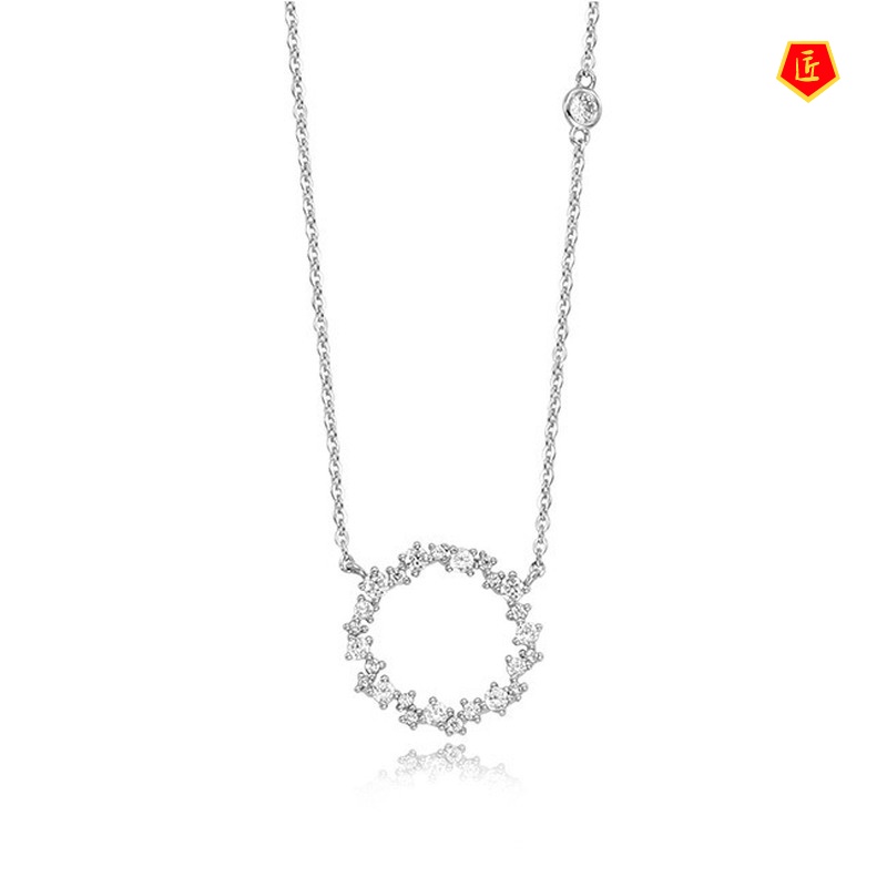 [Ready Stock]Silver Necklace Women's Diamond Pendant Necklace Simple Fashion All-Matching