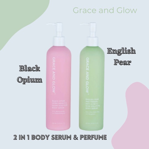 GRACE AND GLOW Body Serum &amp; Parfume | Black Opium Ultra Bright &amp; Glow Solution | English Pear | Lotion Pemutih Tubuh