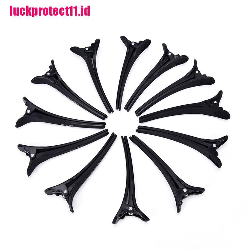 【LUCK】12Pcs Professional Black Matte Hairdressing Salon Sectioning Clamps Hair Clips