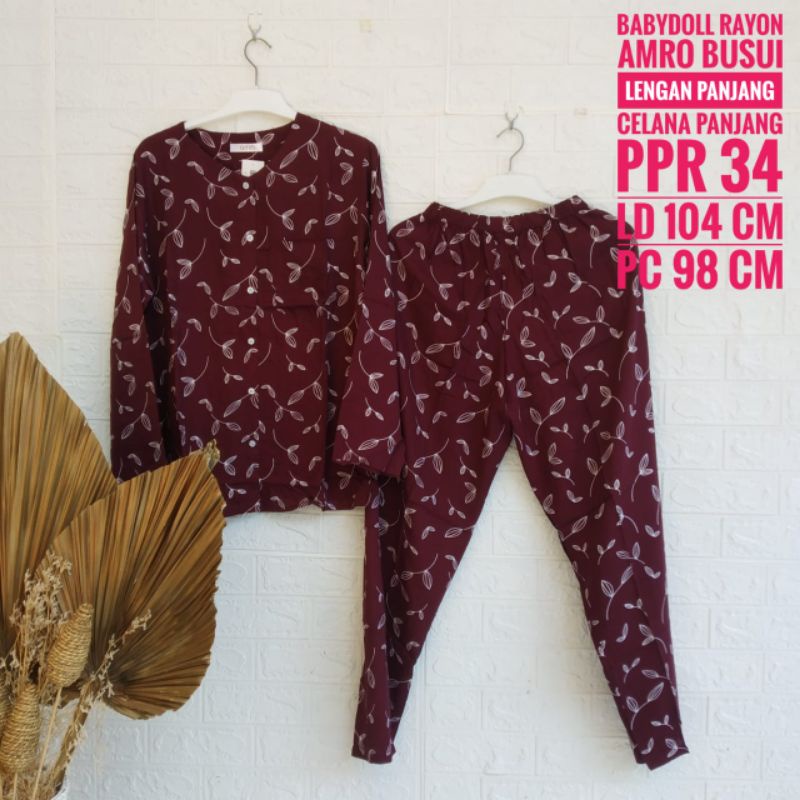 *Setelan Rayon AMRO Lengan Panjang Celana Panjang (PPR)