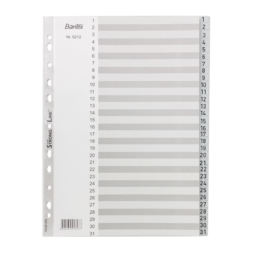 Bantex Numerical Indexes A4 31 Pages (1-31 index) #6212 05