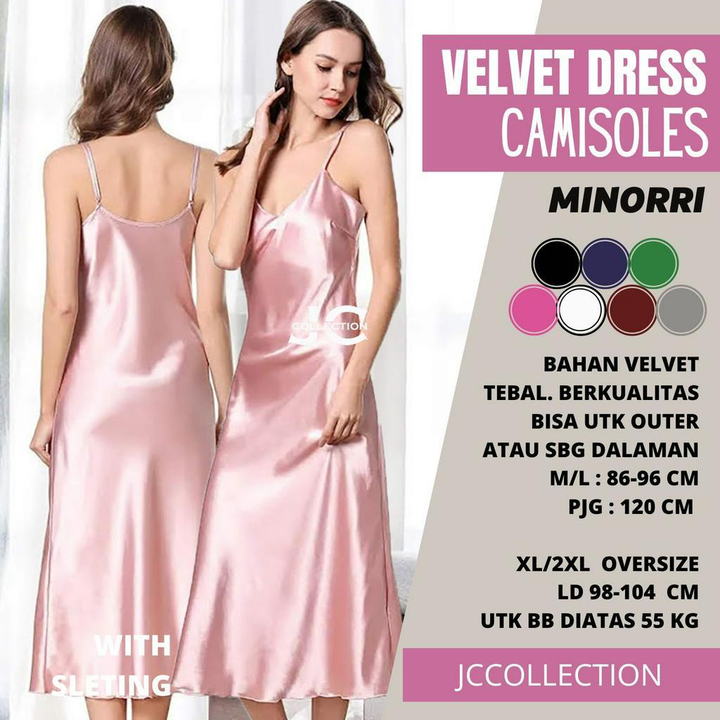 Long Dress Camisoles Sexy Saten Tali kecil Wanita Gaya Korea Minorie - JCCollections