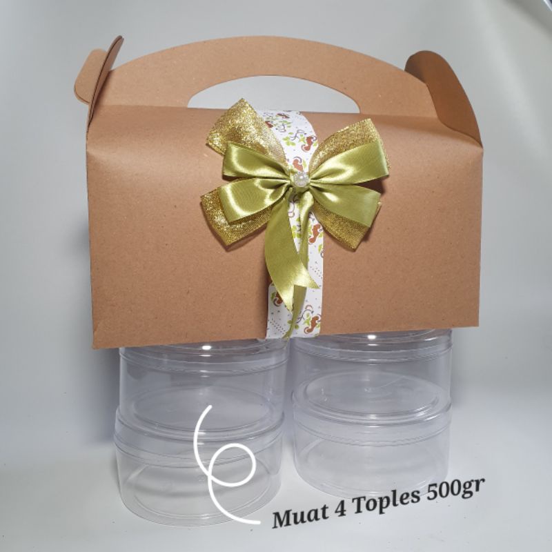 

Gable Box Dus Kue Kering Muat 4 Toples Bulat 500gr 30x15x12cm