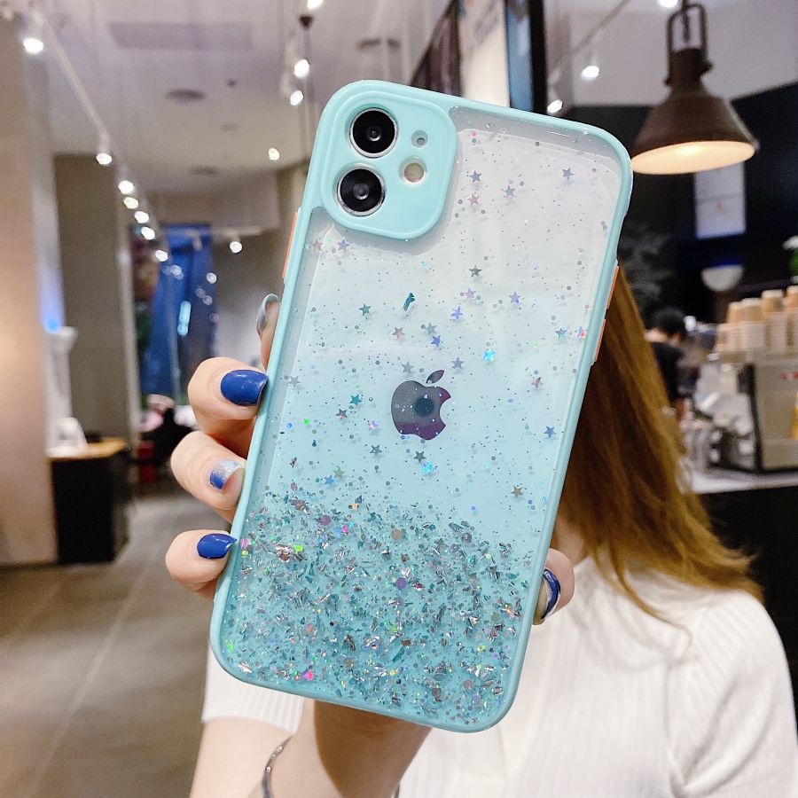 Case Transparan Foil Emas Aksen Untuk iPhone 7 8 Plus Se 2020 X Xs Max Xr 11 Pro Max