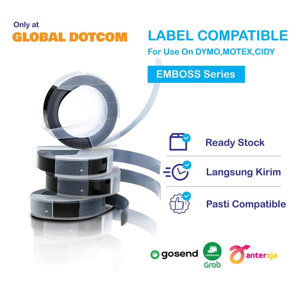 

LABEL DYMO EMBOSS BLACK 9mm PANJANG 3meter