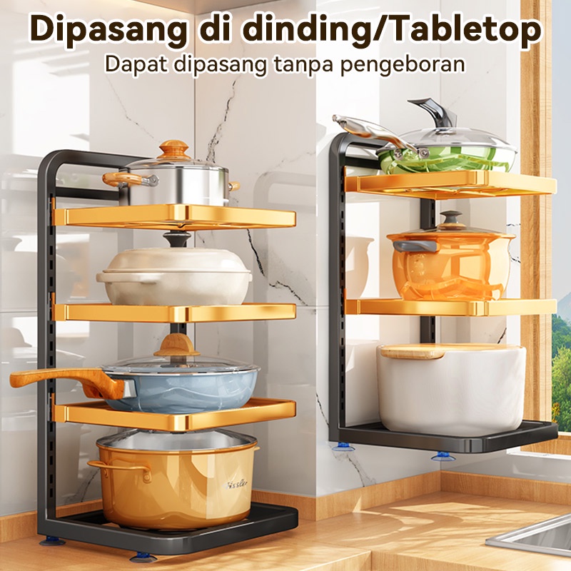 Dapur Di Bawah Rak Rak Pot Rak Panci Susun Rak Bawah Wastafel Rak Dapur Stainless Steel (3/4/5 Tingkat)