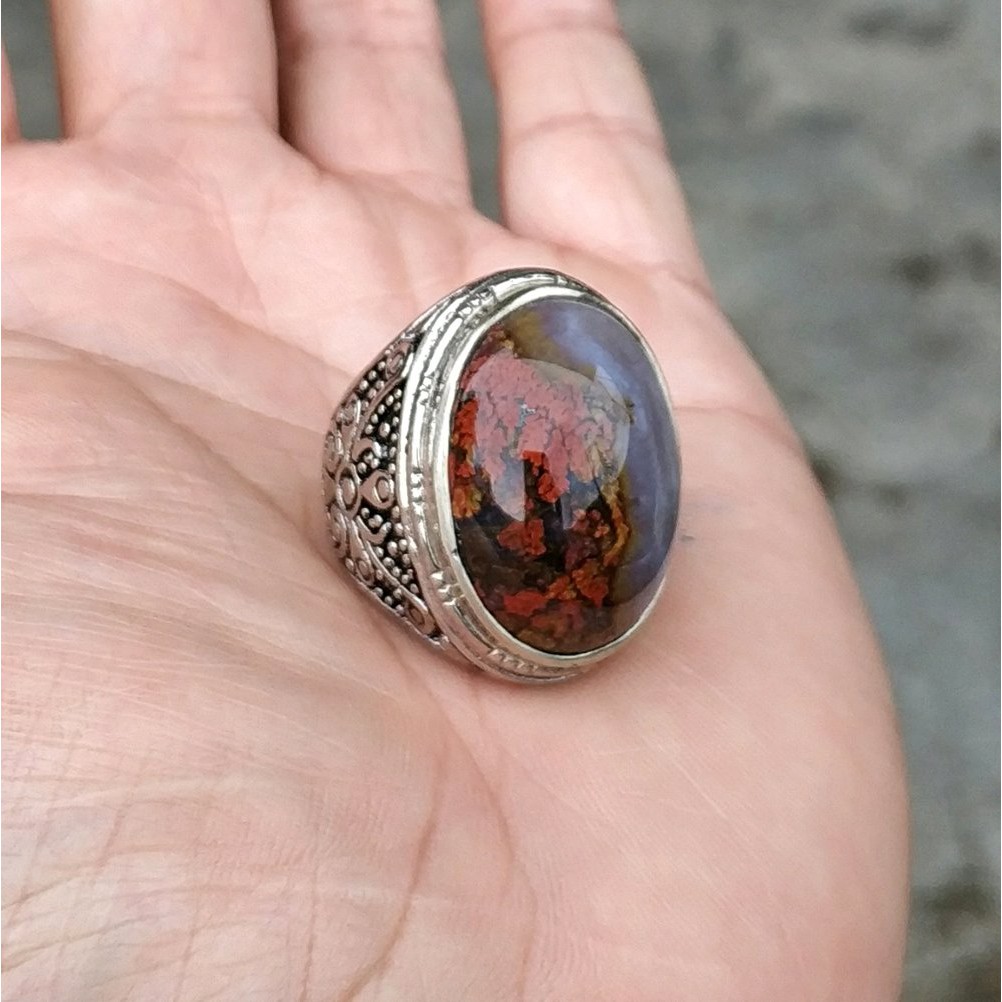 NATURAL CINCIN BATU AKIK LUMUT TRENGGALEK MOTIF BAGUS