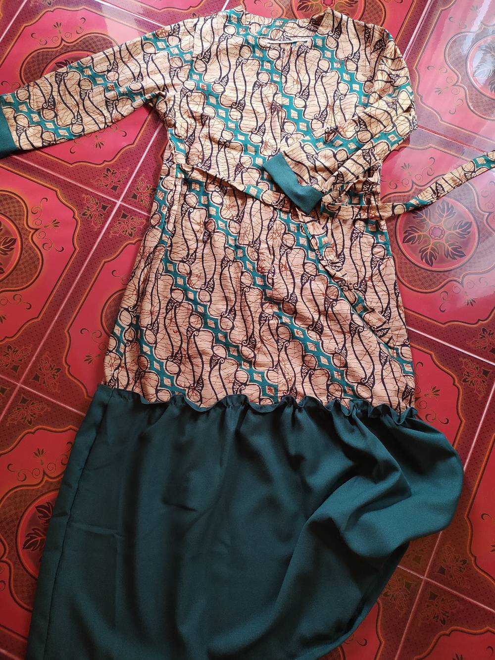 Gamis Batik Manggar, Padi, Sekar, Cantik, Kubis, Kipas, Daun Biru