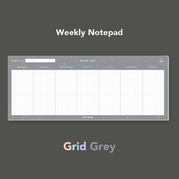 

Thre Design Grid Grey Weekly Notepad To Do List