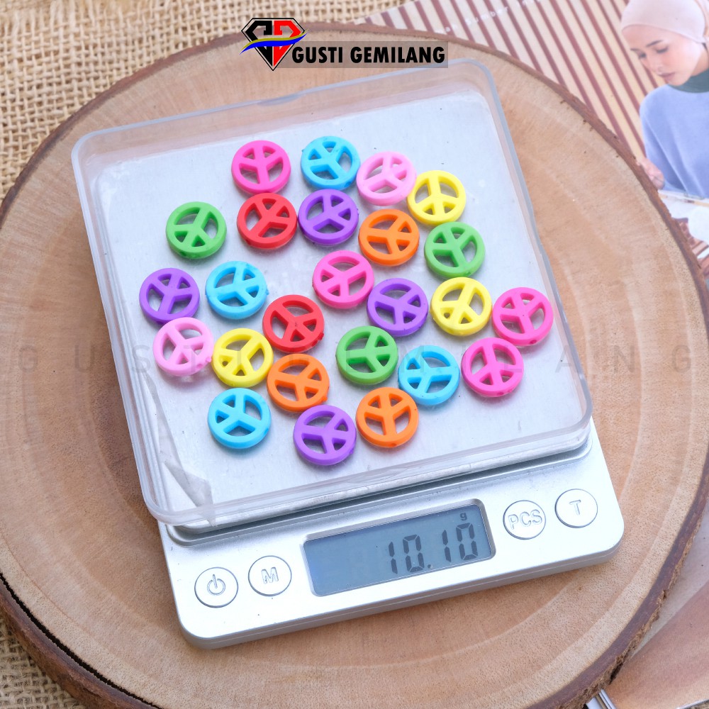 Isi 12pcs Lambang Peace Warna Warni Lucu Kerajinan Tangan