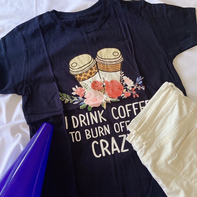 Kaos Oblong Wanita Baju Distro Cewek Atasan Lengan Pendek Tumblr Tee Casual Pakaian Coffee Dewasa