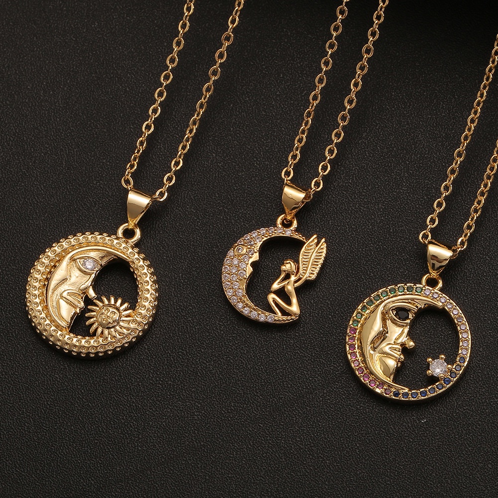 Kalung Eropa dan Amerika baru kalung bulan elf liontin XINGX Sun elegan kalung niche aksesoris