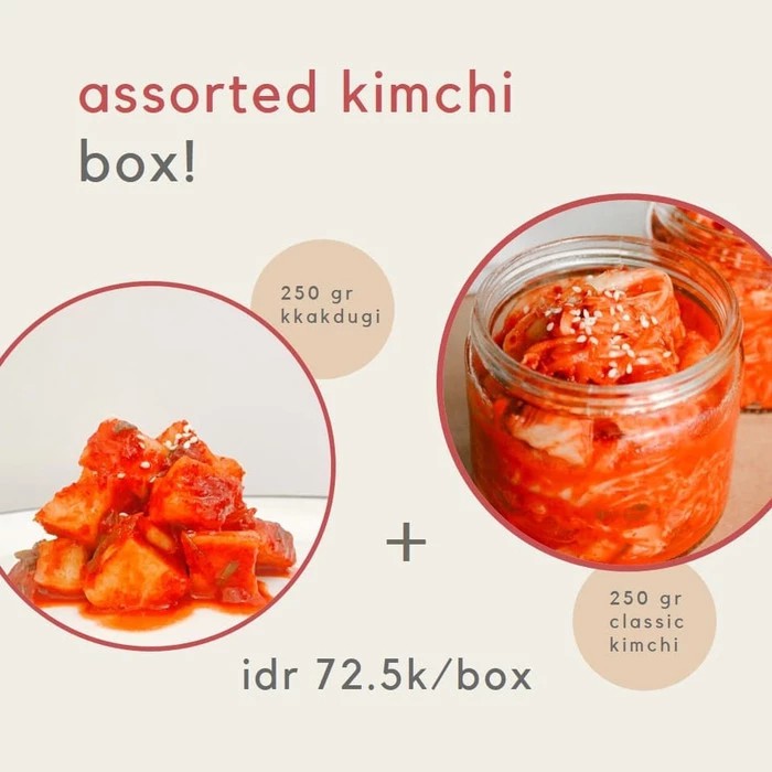 

Assorted Kimchi Box (Kkakdugi & Kimchi) by Kimchi Onnie - 500gr
