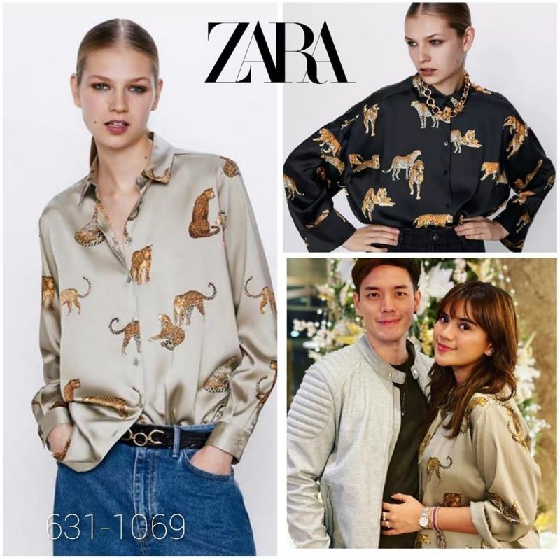 kemeja cewe motif macan zara #6311