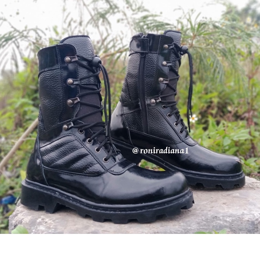 Sepatu Pdl Dinas Pria Sepatu Safety Boots Kulit Tni Porli Brimob Security Hitam Chameleon