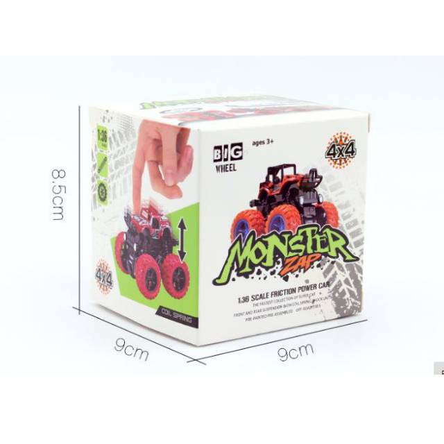 Monster Zap Mainan Mobil Jip Off Road 4 Drive Inertial Bigfoot D400-1 Multi-Color Grab Medan