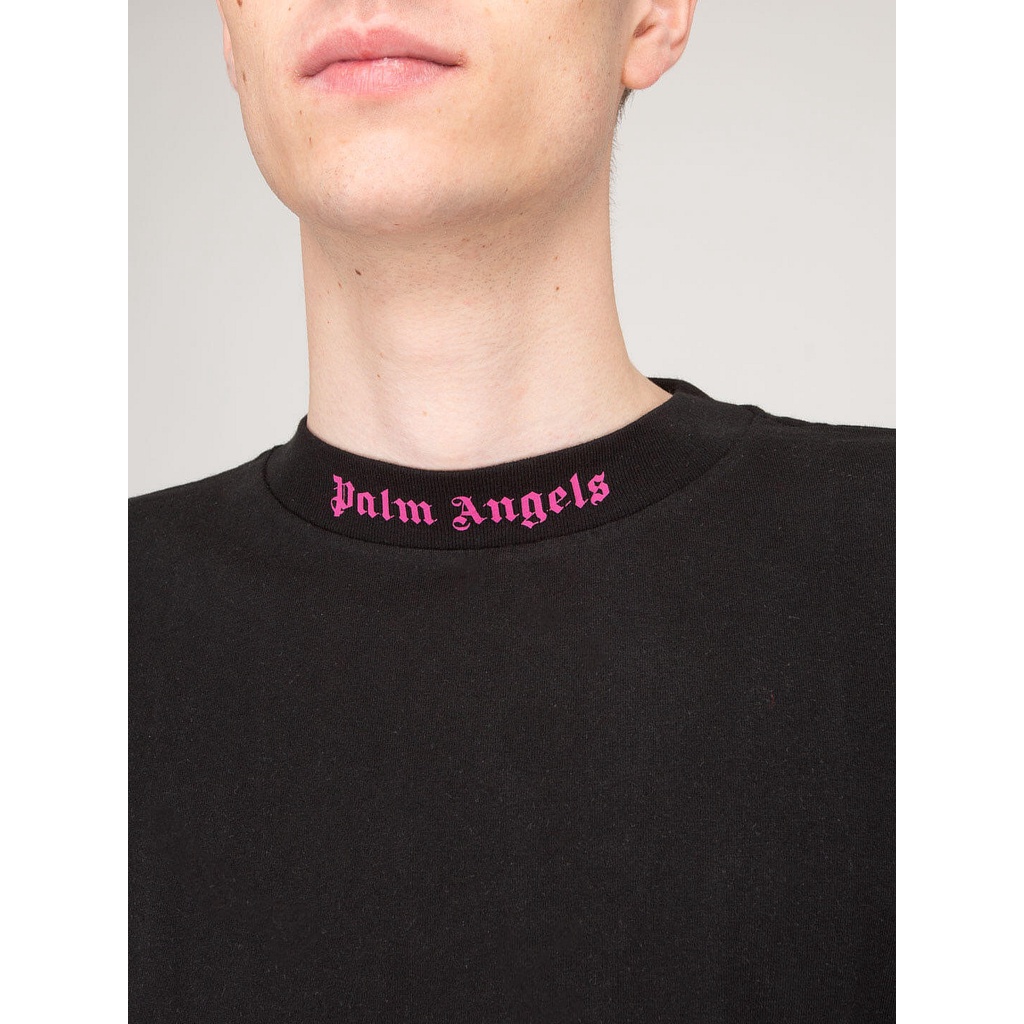 Plm Angels SS22 Men Doubled Logo Over Tee Black/Fuchsia 100% Authentic