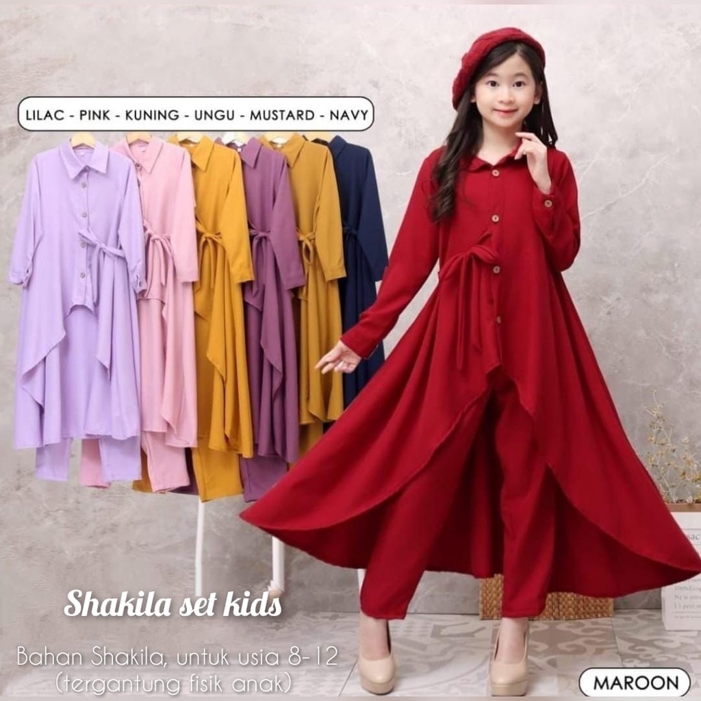 SHAKILA SET KIDS/SETELAN BAJU ANAK KEKINIAN/SETELAN BAJU ANAK CEWEK/SETELAN BAJU ANAK TRENDY