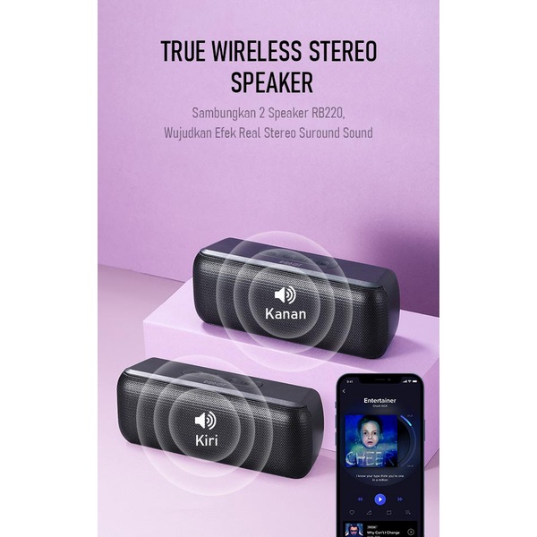 ROBOT Bluetooth Speaker RB120 Bluetooth 5.3 RGB Waterproof IPX4 1200mAH Portable - Garansi 1 Tahun WOOK