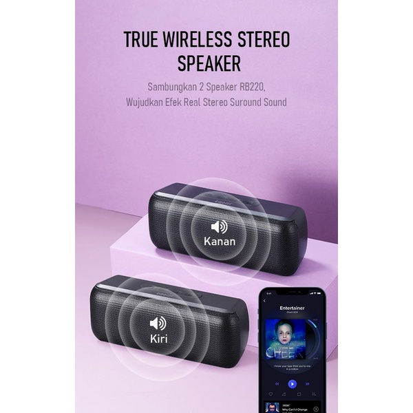 SPEAKER BLUETTOTH WIRELESS ROBOT RB210 / Speaker Bluetooth Robot RB220 Bluetooth 5.0 Hi-Fi Sound Portable Audio Wireless Super Bass Mini Stereo Original - Garansi 1 Tahun